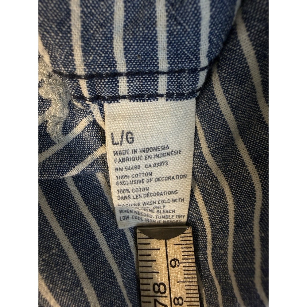 American Eagle Prep Fit Shirt Men's Large Blue White Striped Button Down Cotton - Picture 5 of 10